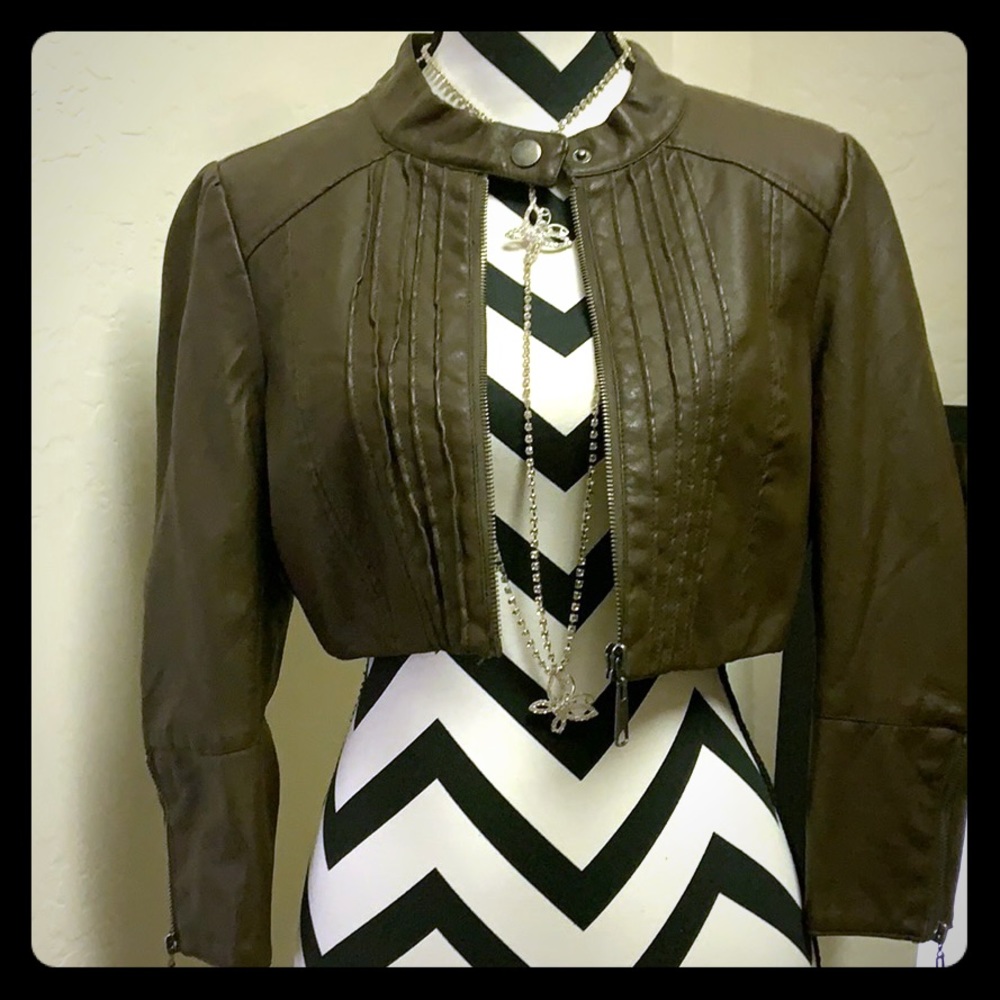 Vegan Leather Cropped Jacket